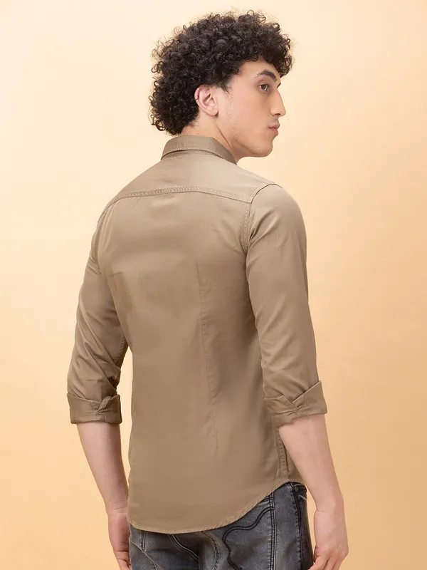 Being Human Mens-Top Shirts Khaki