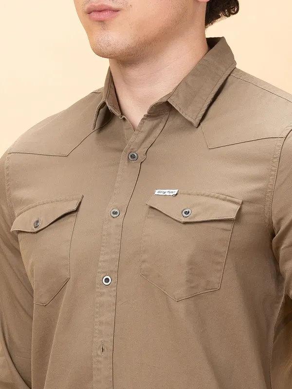 Being Human Mens-Top Shirts Khaki