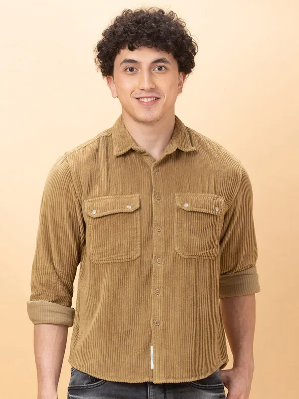 Being Human Mens-Top Shirts Khaki