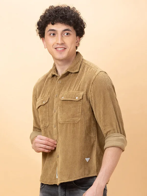 Being Human Mens-Top Shirts Khaki