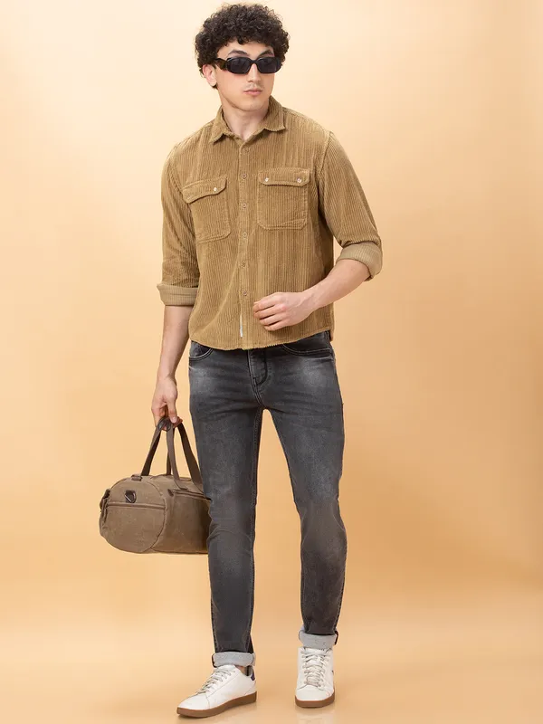 Being Human Mens-Top Shirts Khaki