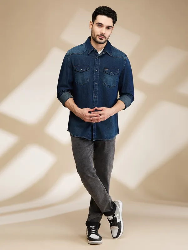 Being Human Mens-Top Shirts Dark Blue