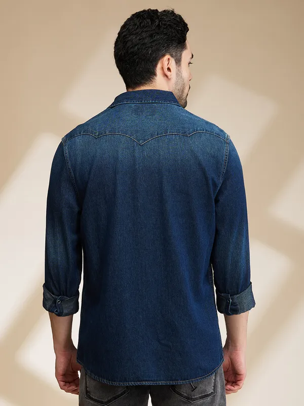 Being Human Mens-Top Shirts Dark Blue