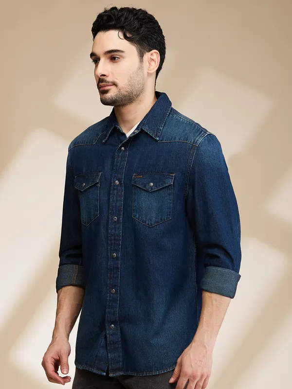 Being Human Mens-Top Shirts Dark Blue