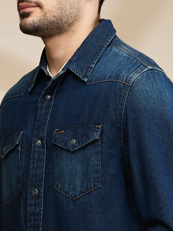Being Human Mens-Top Shirts Dark Blue