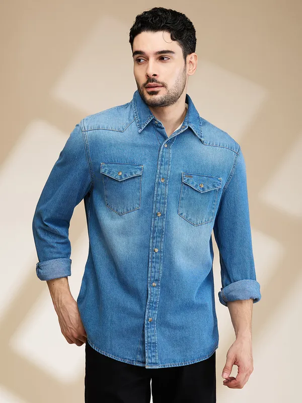 Being Human Clothing Mens-Top Shirts Mid Blue