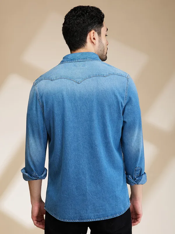 Being Human Clothing Mens-Top Shirts Mid Blue
