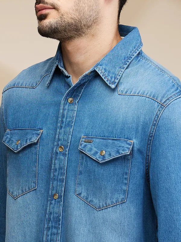 Being Human Clothing Mens-Top Shirts Mid Blue