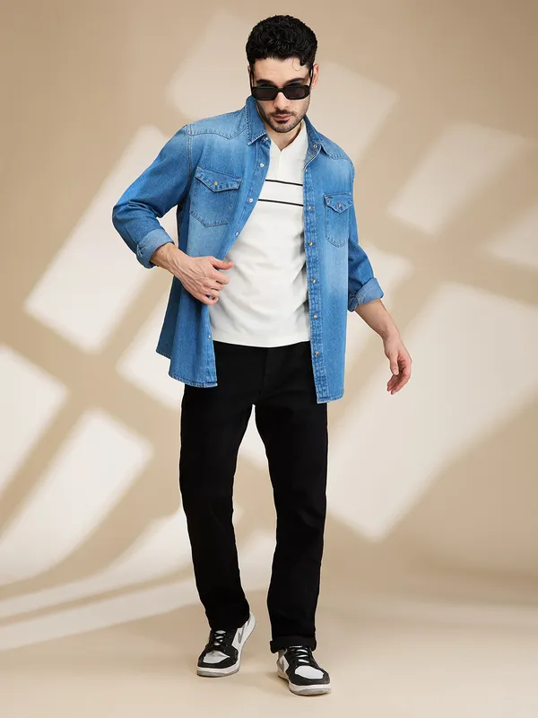 Being Human Clothing Mens-Top Shirts Mid Blue