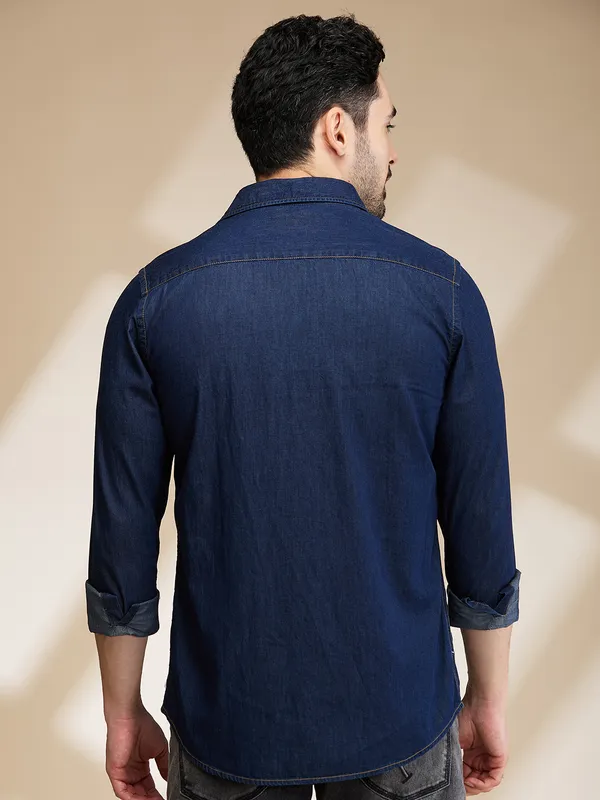 Being Human Mens-Top Shirts Dark Blue