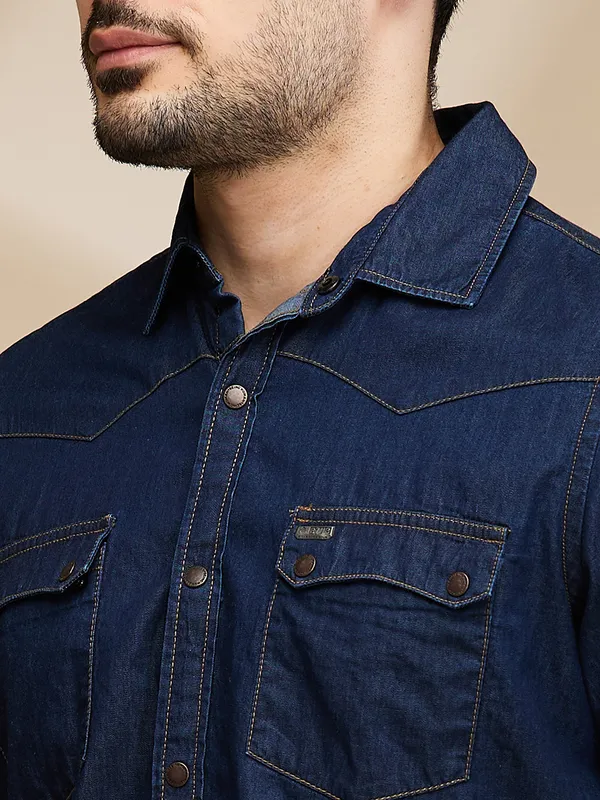 Being Human Mens-Top Shirts Dark Blue