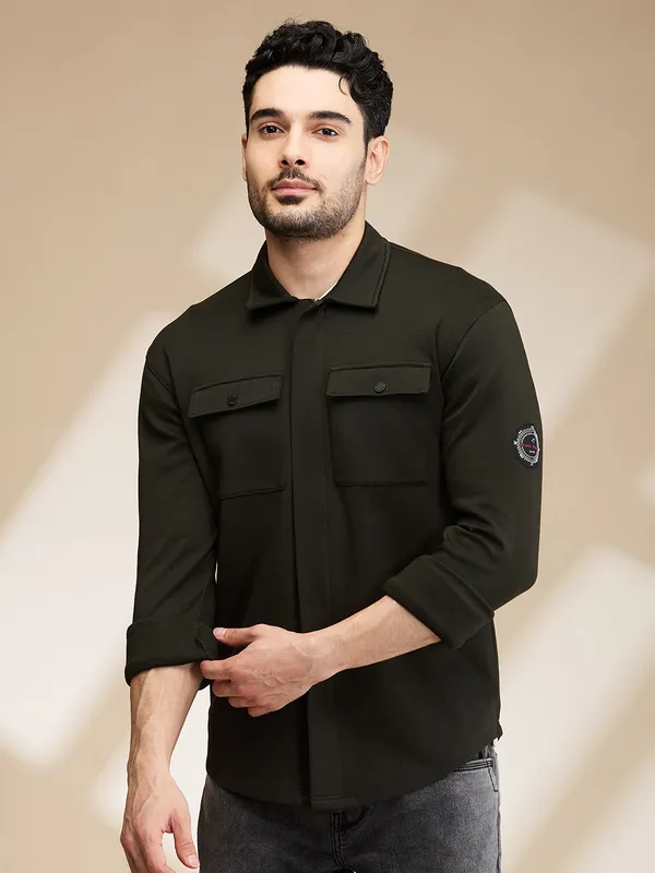 Being Human Mens-Top Shirts Olive