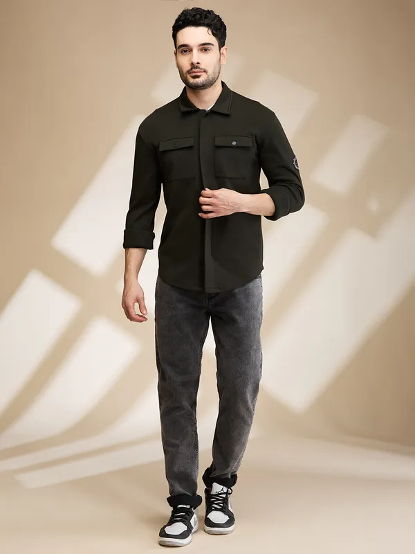 Being Human Mens-Top Shirts Olive