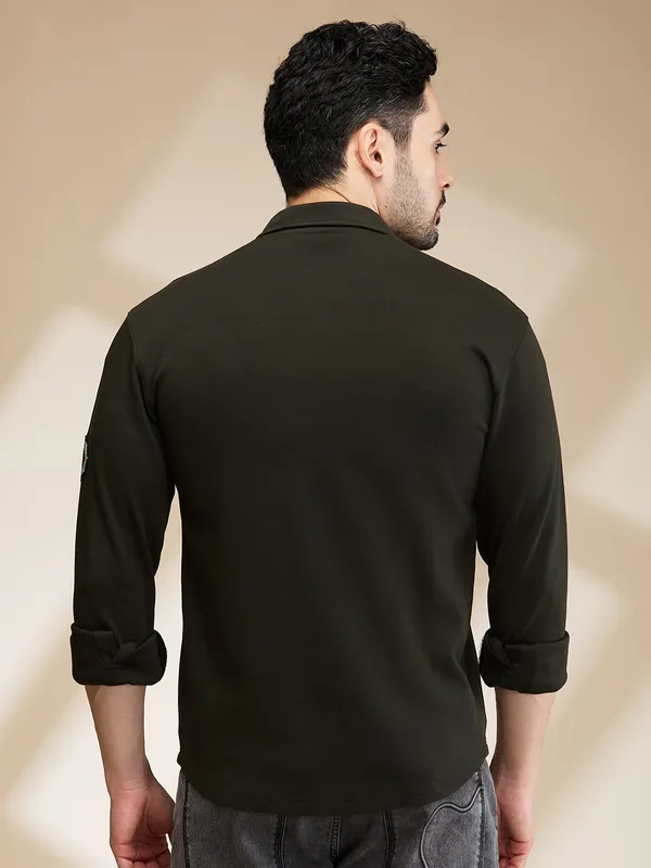 Being Human Mens-Top Shirts Olive