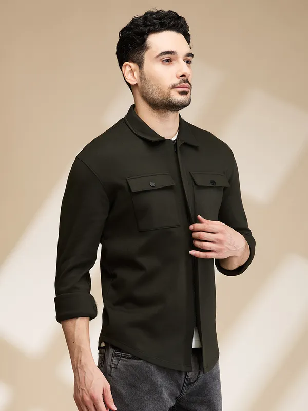Being Human Mens-Top Shirts Olive