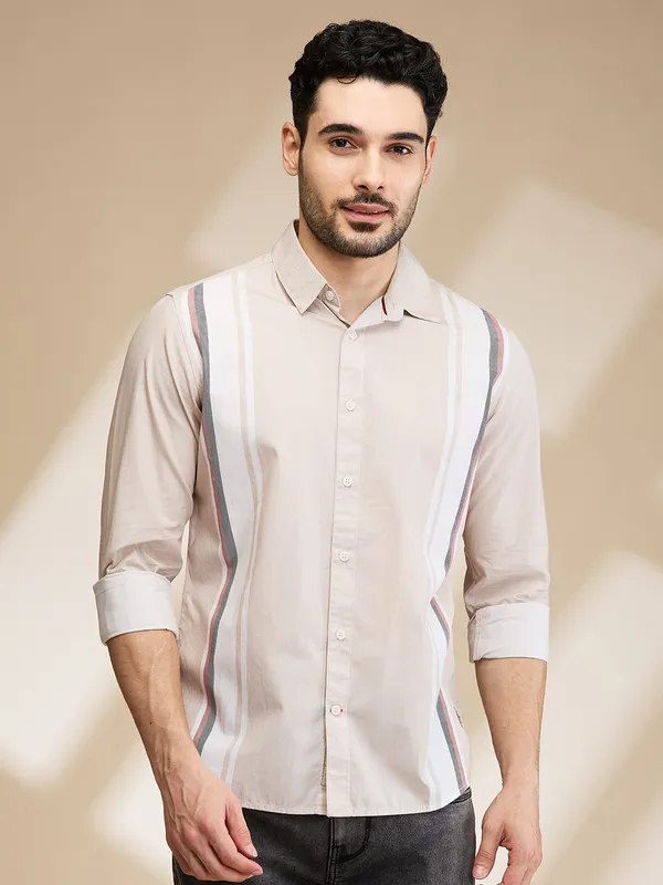 Being Human Clothing Mens-Top Shirts Beige/White