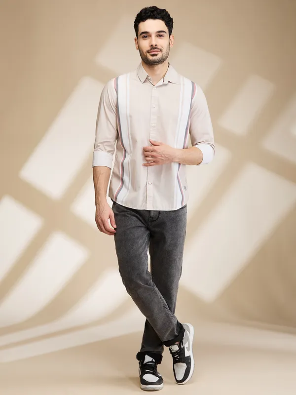 Being Human Clothing Mens-Top Shirts Beige/White