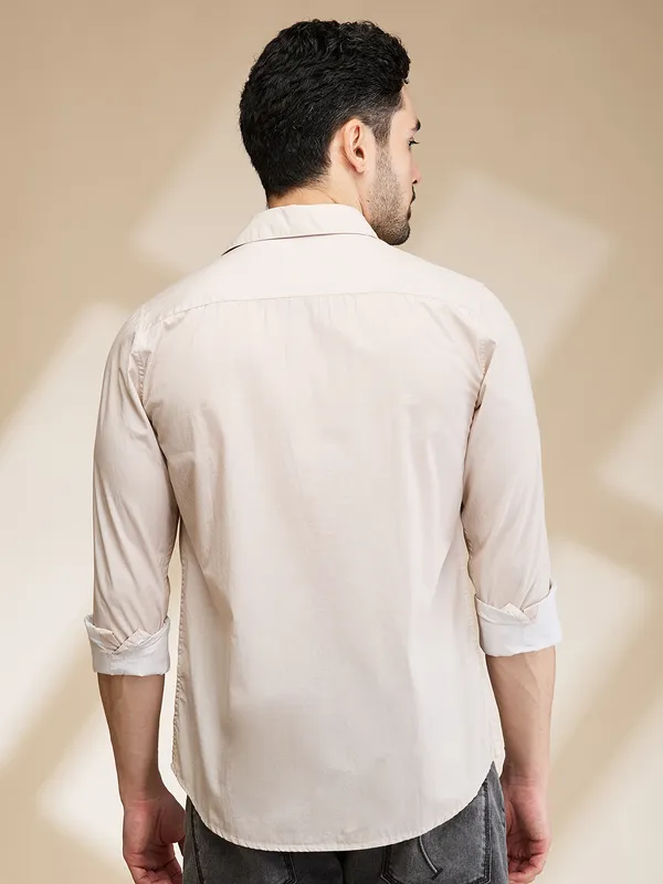 Being Human Clothing Mens-Top Shirts Beige/White