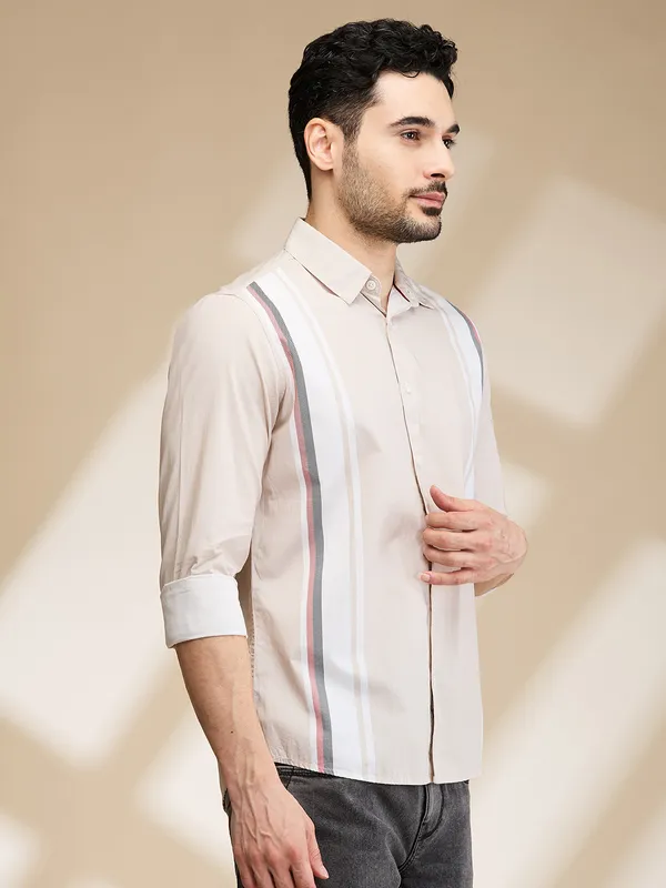 Being Human Clothing Mens-Top Shirts Beige/White