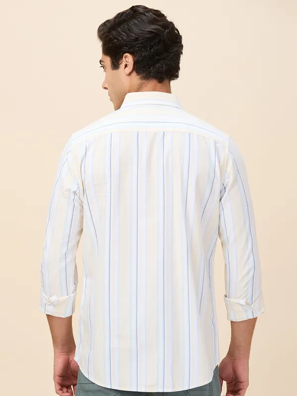Being Human Clothing Men Yellow Vertical Stripes Button Down Collar Shirt