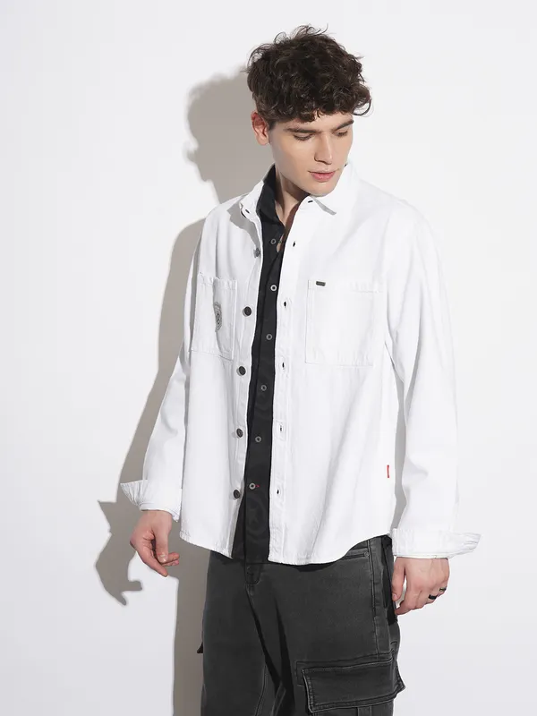Being Human Clothing Mens-Top Shacket White