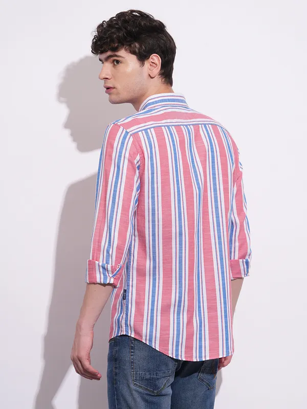 Being Human Clothing Mens-Top Shirts Peach & Blue