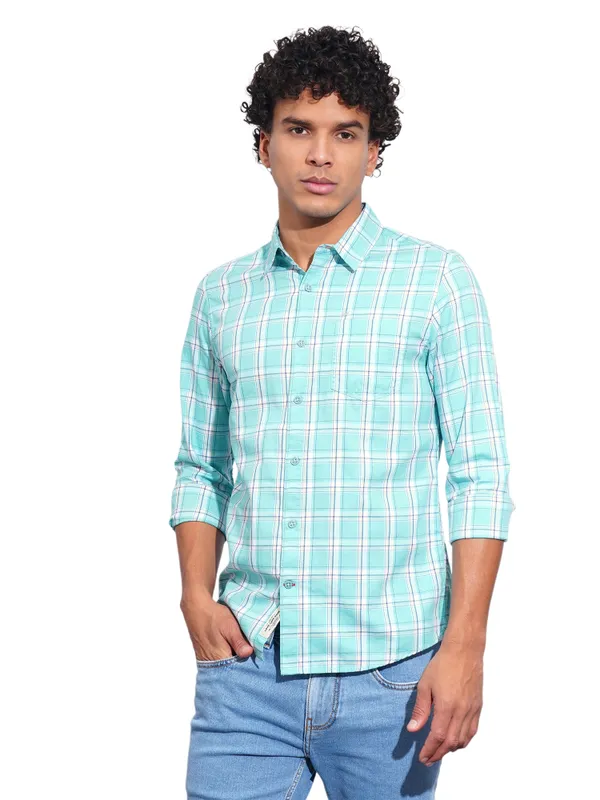 Being Human Clothing Mens-Top Shirts Sea Green & White