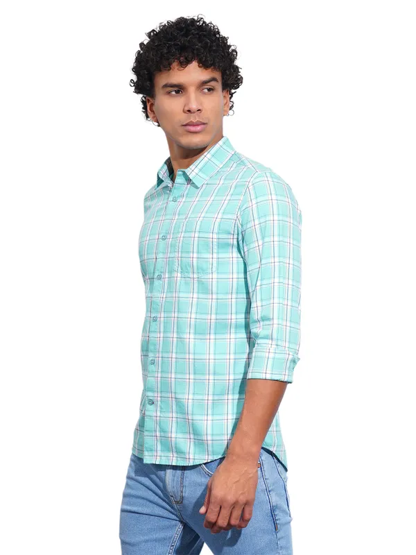 Being Human Clothing Mens-Top Shirts Sea Green & White