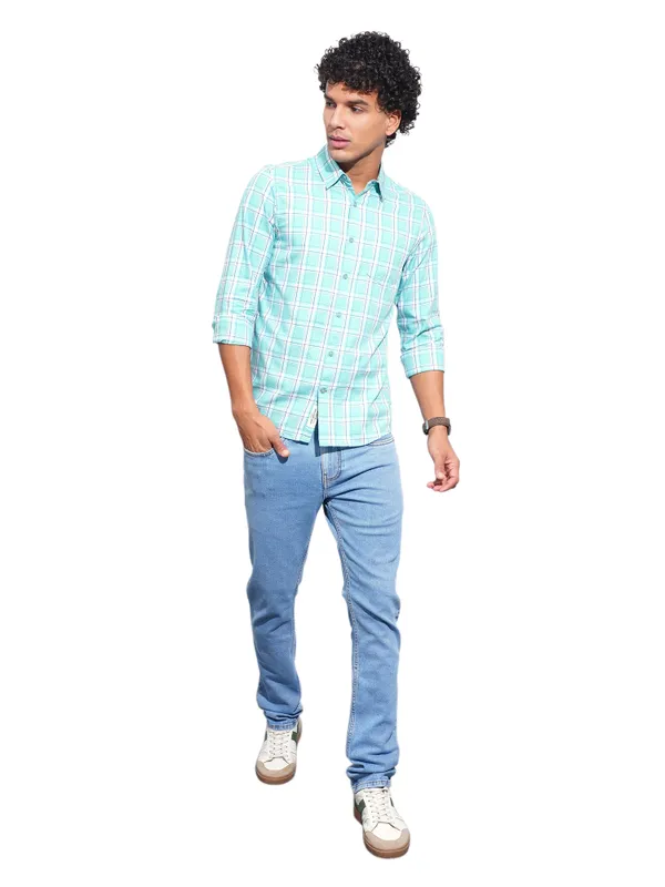 Being Human Clothing Mens-Top Shirts Sea Green & White