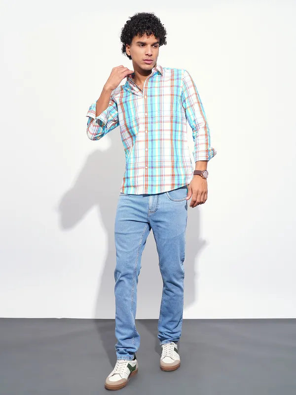 Being Human Mens-Top Shirts Mustard & Blue