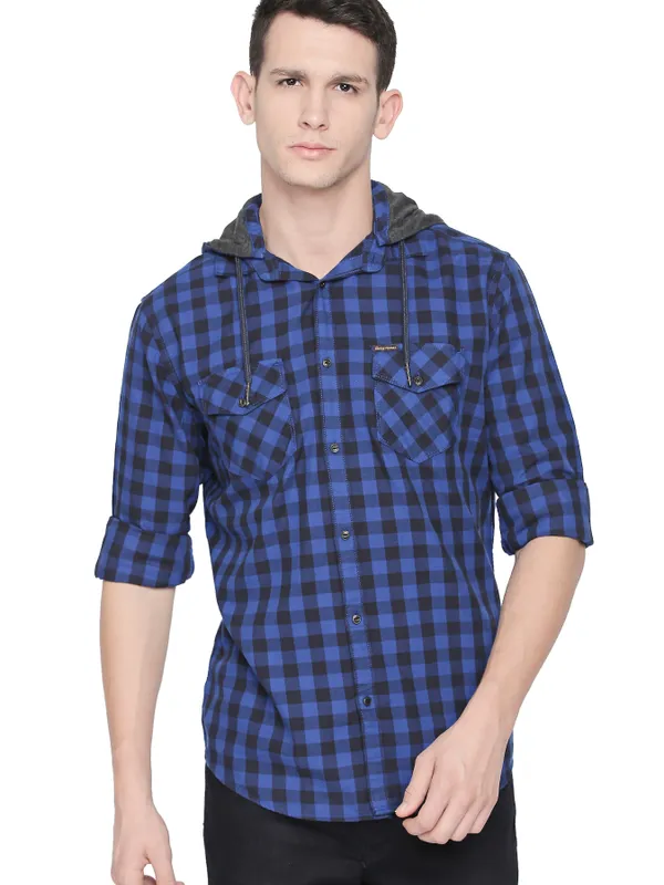 Being Human Oversized Fit Men Collared Shirts-Blue