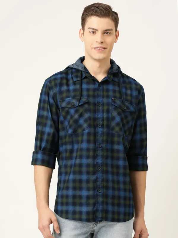 Being Human Oversized Fit Men Collared Shirts-Blue