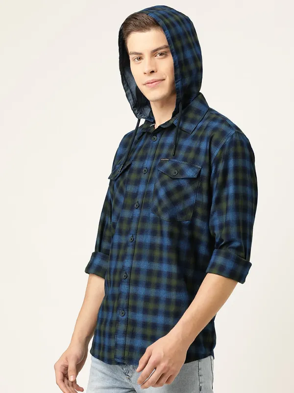 Being Human Oversized Fit Men Collared Shirts-Blue