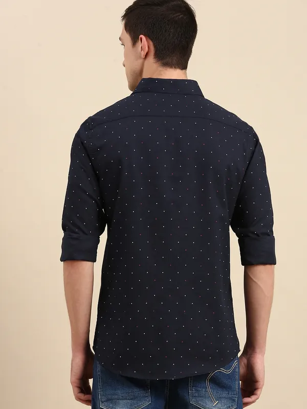 Being Human Slim Fit Men Collared Shirts-Navy