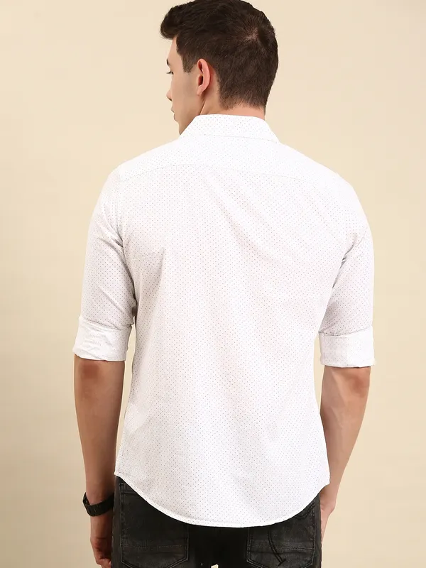 Being Human Slim Fit Men Collared Shirts-White