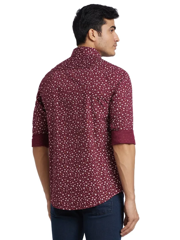 Being Human Slim Fit Men Collared Shirts-Wine