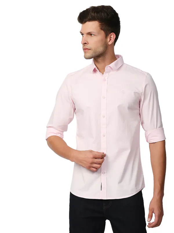 Being Human Super Slim Fit Men Collared Shirts-Pink