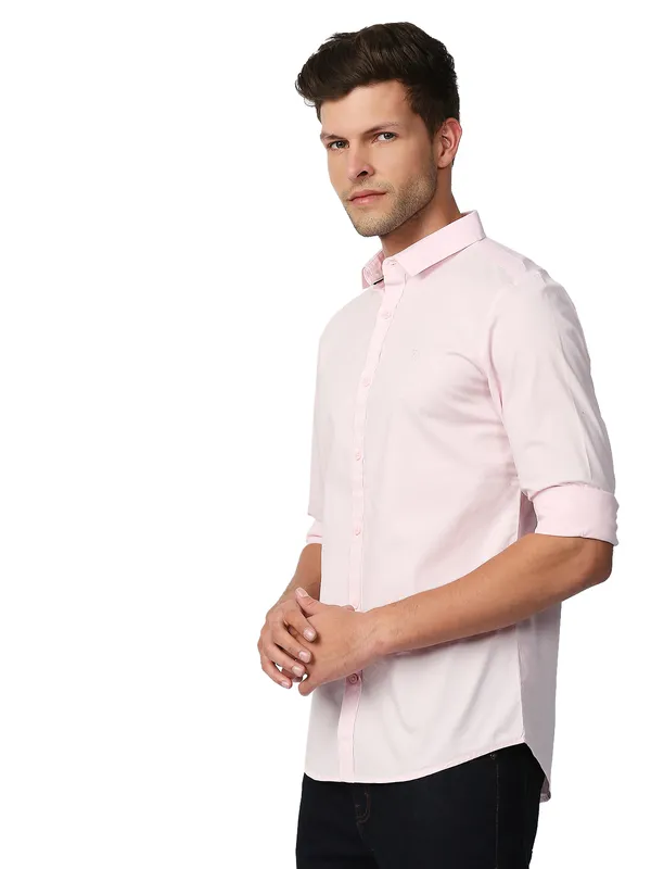 Being Human Super Slim Fit Men Collared Shirts-Pink