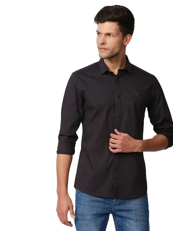 Being Human Super Slim Fit Men Collared Shirts-Slate Grey
