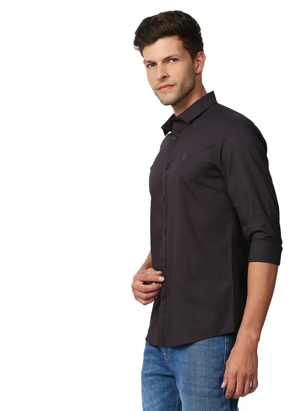 Being Human Super Slim Fit Men Collared Shirts-Slate Grey