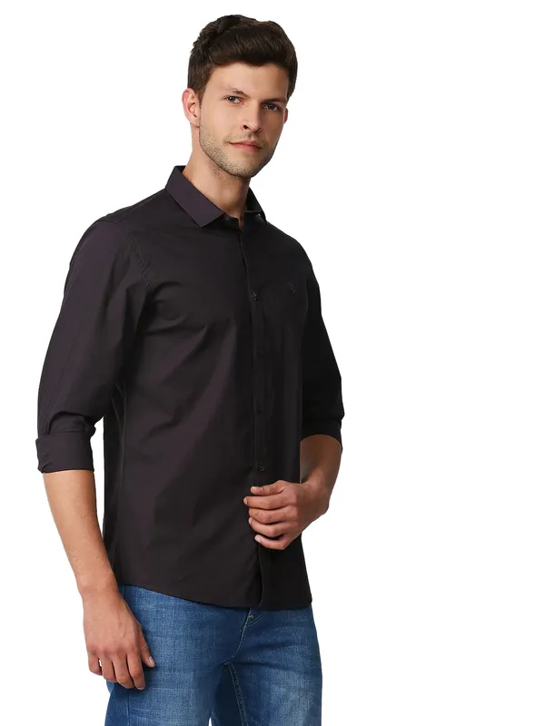 Being Human Super Slim Fit Men Collared Shirts-Slate Grey