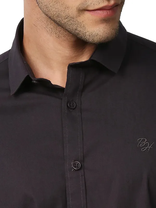 Being Human Super Slim Fit Men Collared Shirts-Slate Grey