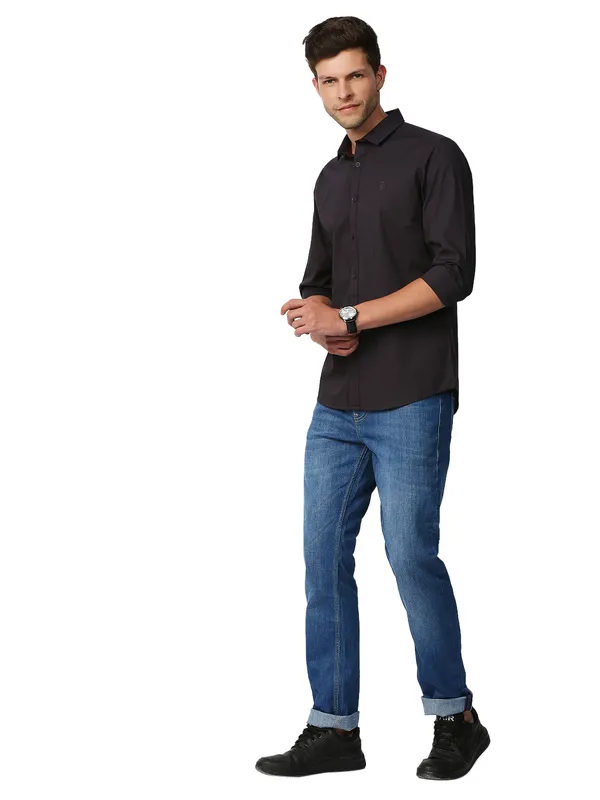Being Human Super Slim Fit Men Collared Shirts-Slate Grey