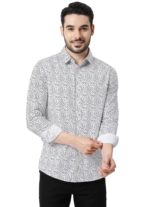 Being Human Slim Fit Men Collared Shirts-White