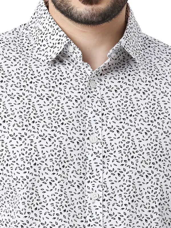Being Human Slim Fit Men Collared Shirts-White