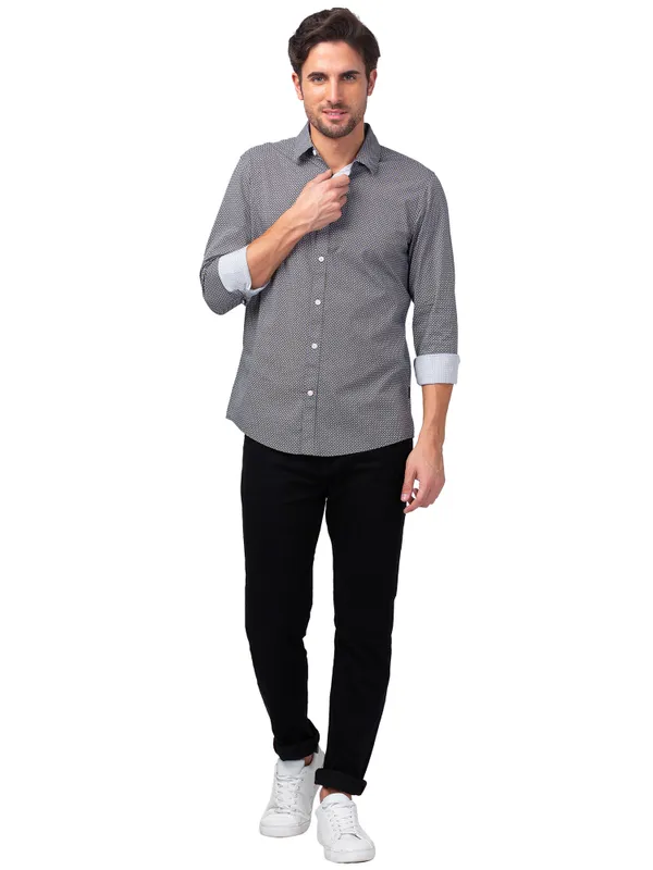 Being Human Clothing Men Slim Fit Collared Shirts-Black