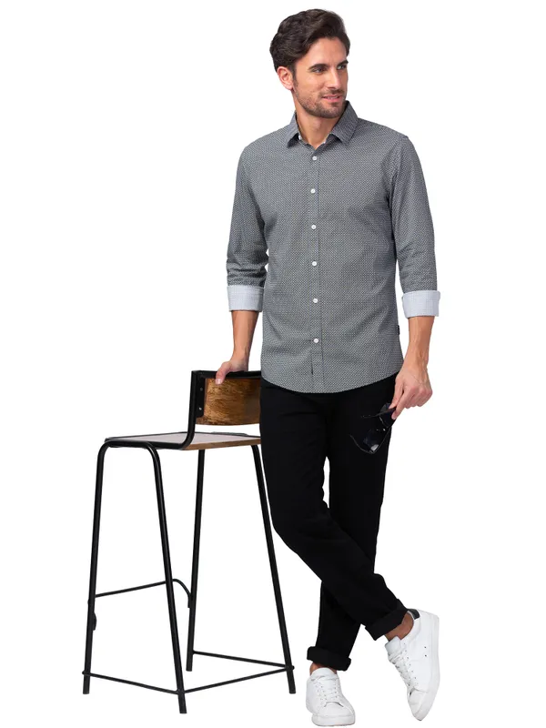 Being Human Clothing Men Slim Fit Collared Shirts-Black