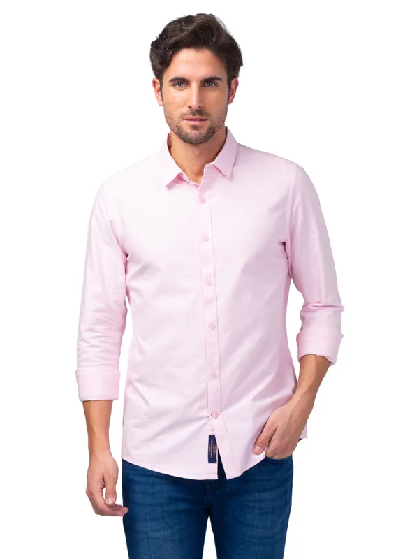 Being Human Clothing Men Slim Fit Collared Shirts-Pink