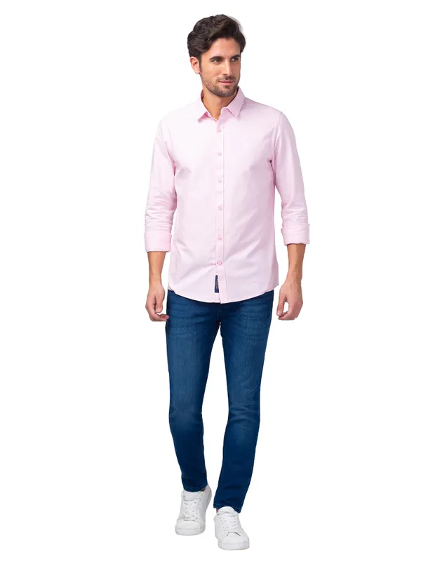 Being Human Clothing Men Slim Fit Collared Shirts-Pink