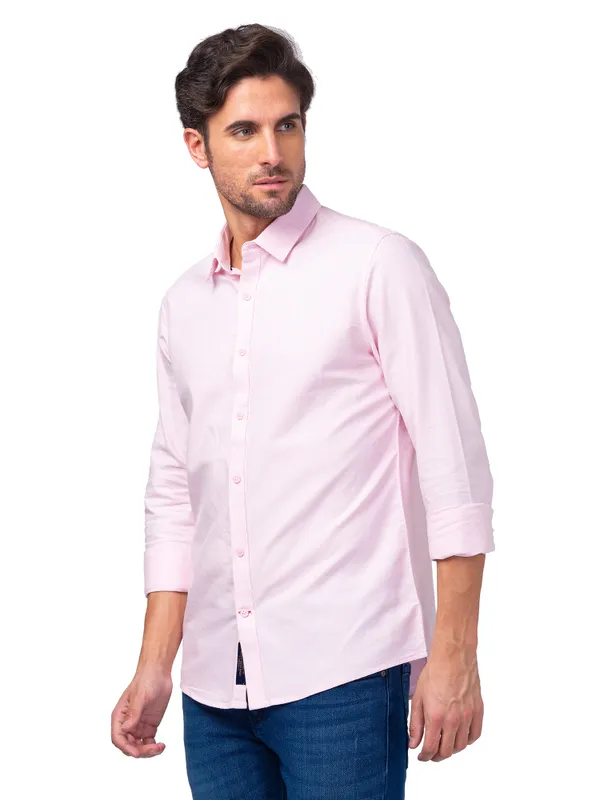 Being Human Clothing Men Slim Fit Collared Shirts-Pink